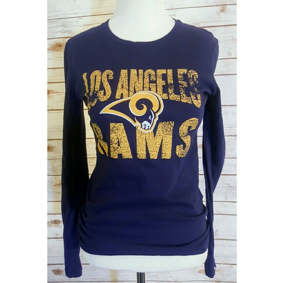 NFL Los Angeles Rams Navy Blue Print Logo Tee NWT - Picture 1 of 4